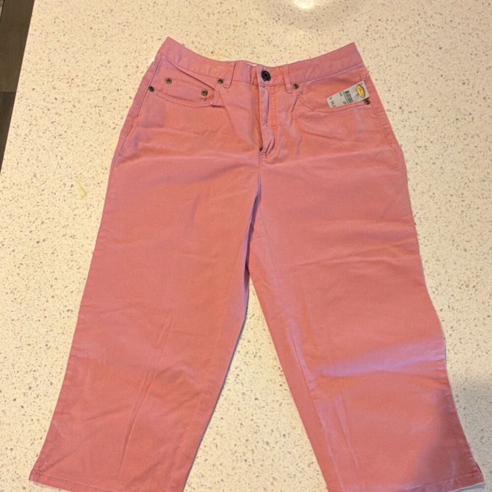 Talbots Pink Women's Pants Cotton Lycra Spandex Stretch Solid Button